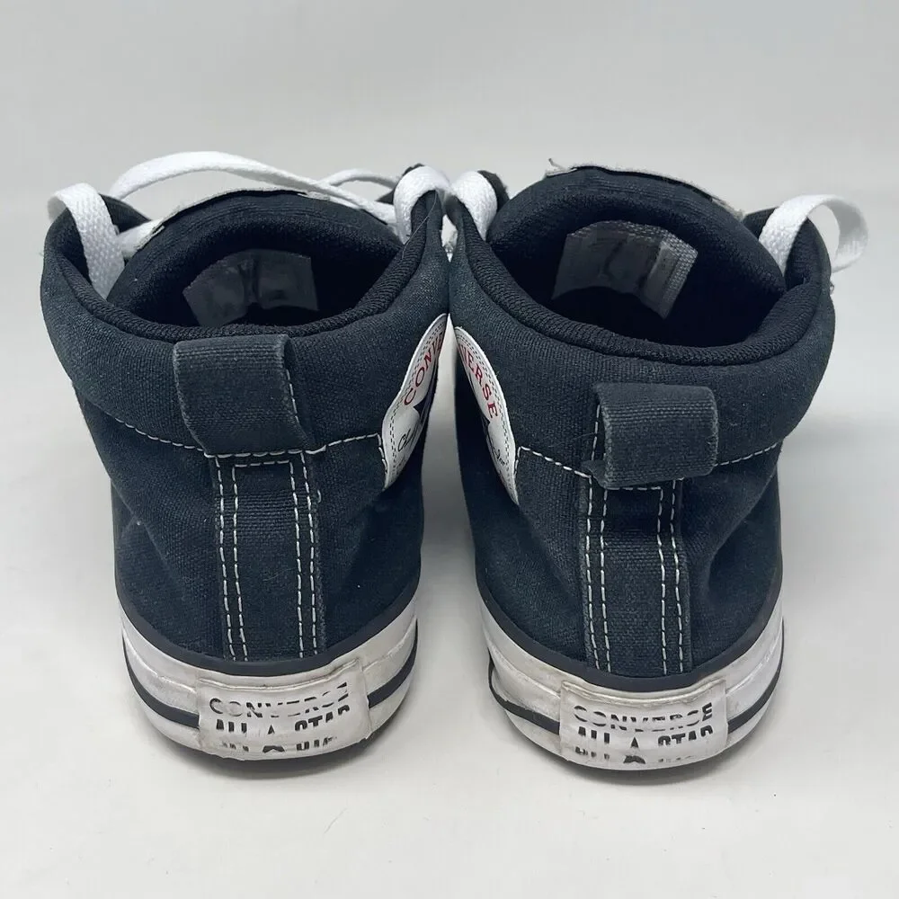 Converse All Star Mid Top Shoes Kids Size 3 Black Canvas Sneakers